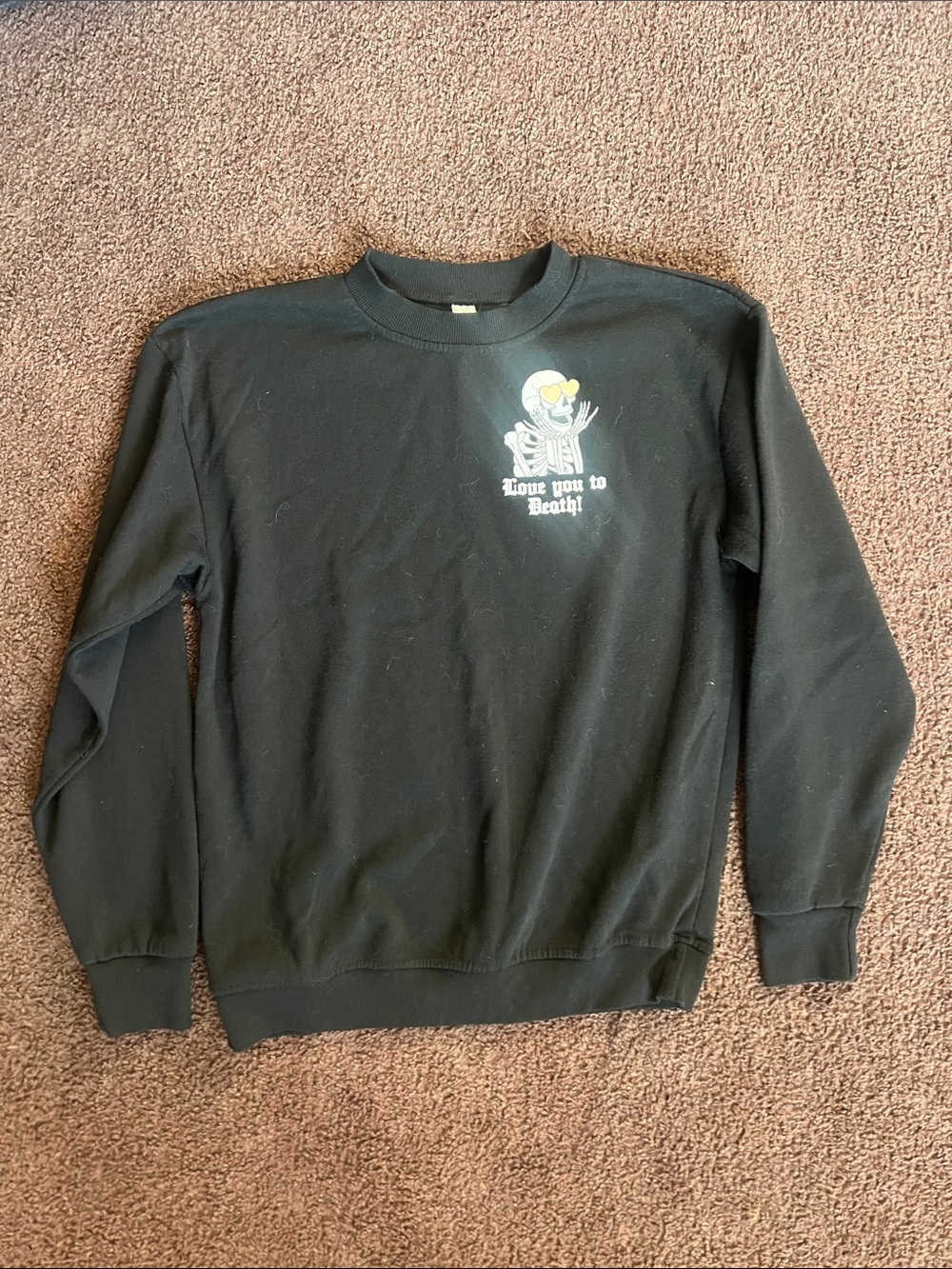 Black Graphic Crewneck Sweater - 'Love You to Death'
